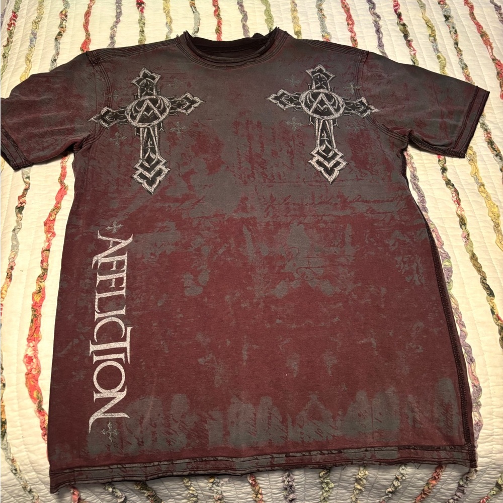 Affliction Men's Red Graphic T-Shirt